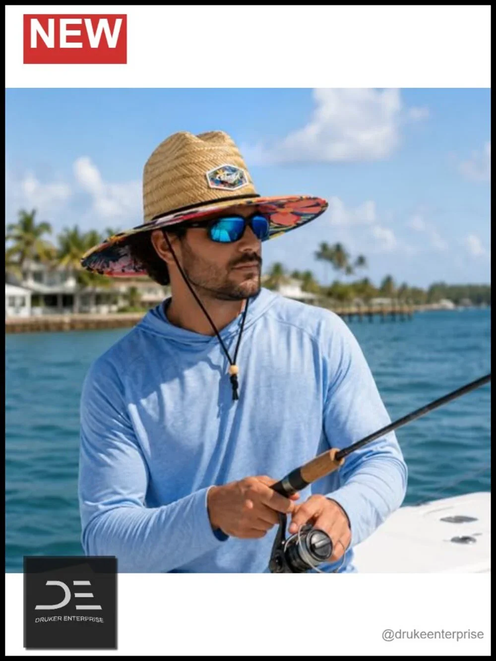 Straw Wide Brim Sun Hat UPF 50+ Unisex Beach Fishing Hat